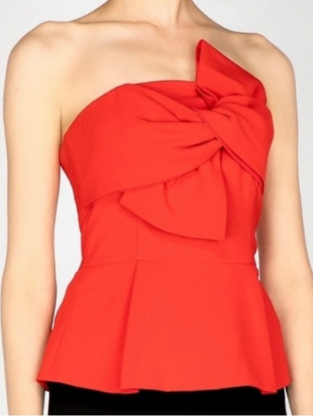 Adelyn Rae Red One-Shoulder Peplum Top with Bow - Size M
